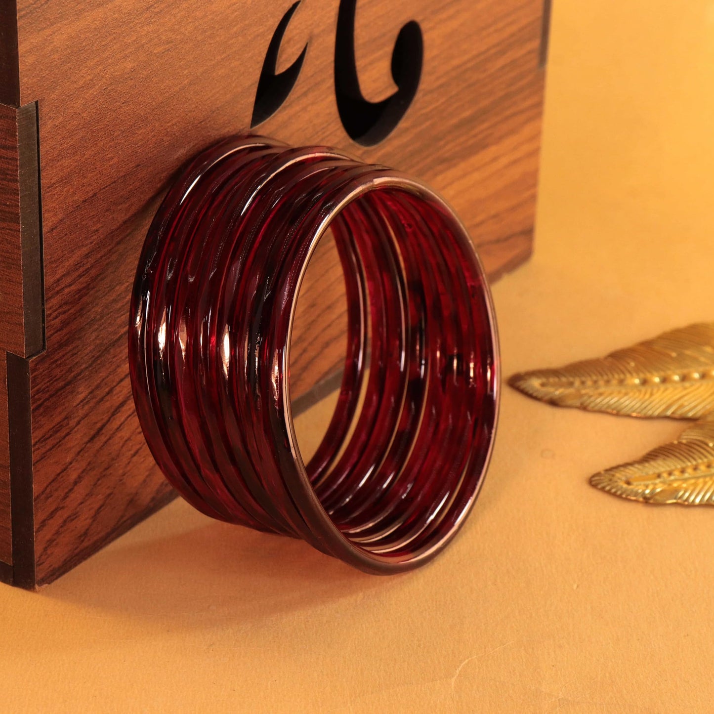 Jelly Bangle Glossy Glass Ruby DarkRed Bangles Set (Pack of 8) –Ethnic Jewellery