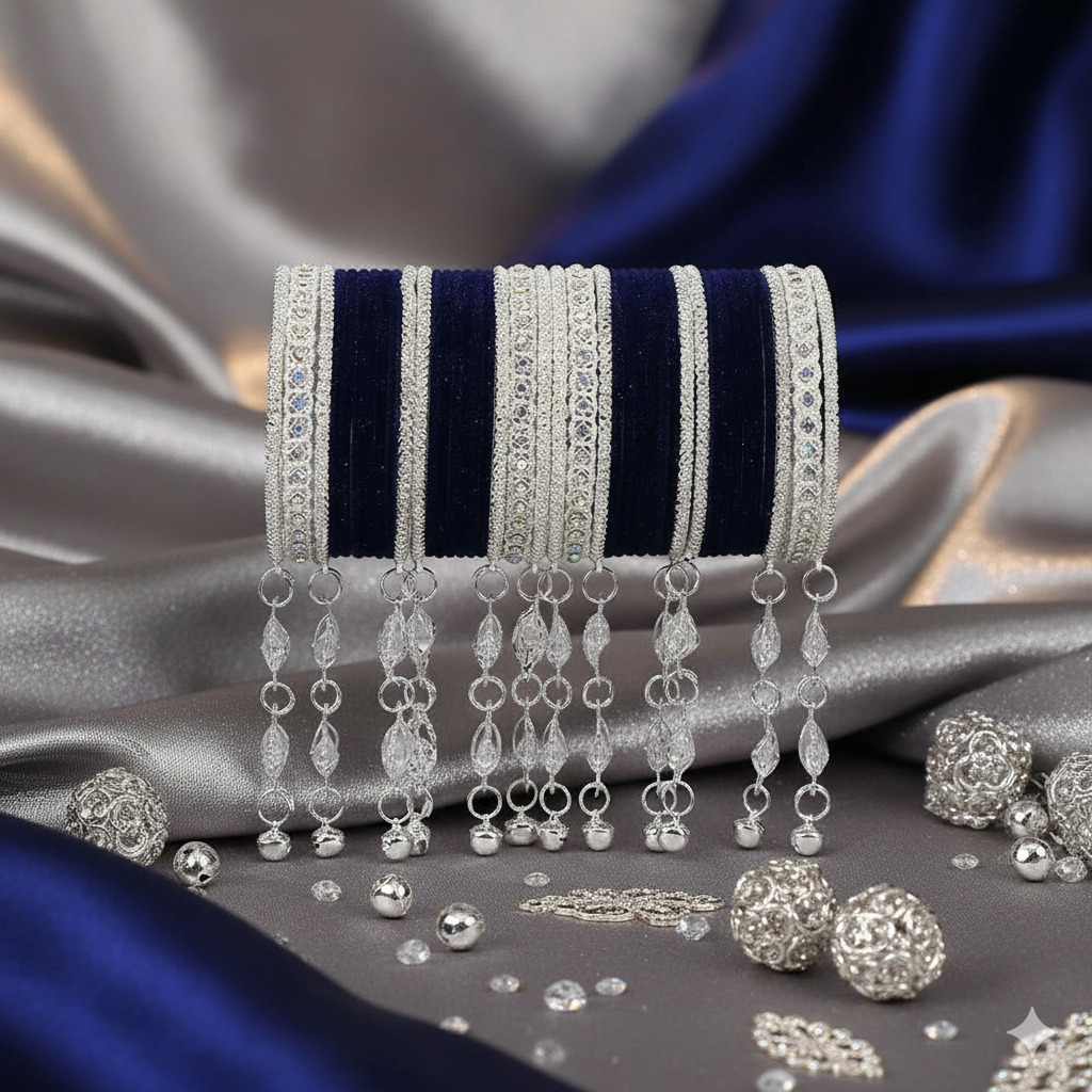 Elegant Velvet & Latkan Bangles – Festive Party Wear Collection -Pack of -40