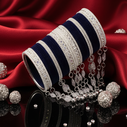 Elegant Velvet & Latkan Bangles – Festive Party Wear Collection -Pack of -40