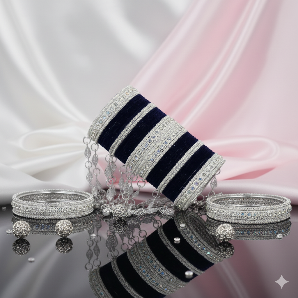 Elegant Velvet & Latkan Bangles – Festive Party Wear Collection -Pack of -40