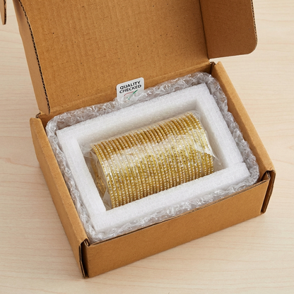 Fancy Golden Glass Bangles for Women & Girls  Pack of 36