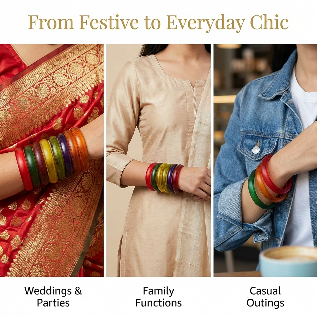 Beautiful Matte Finish Transparent Multicolor Glass Kada