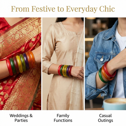 Beautiful Matte Finish Transparent Multicolor Glass Kada