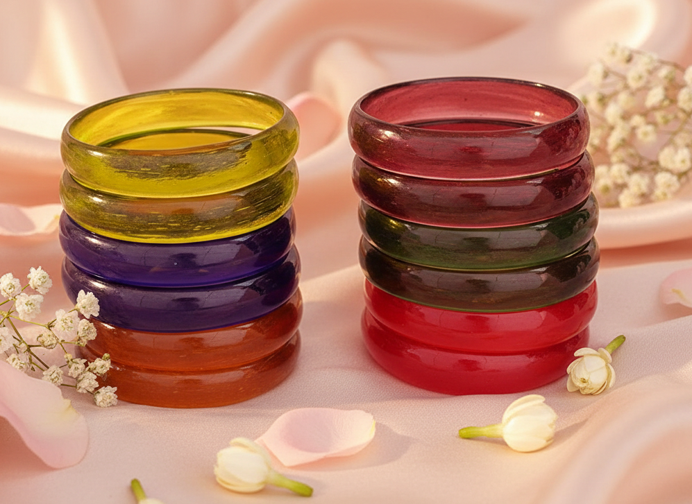 Beautiful Matte Finish Transparent Multicolor Glass Kada