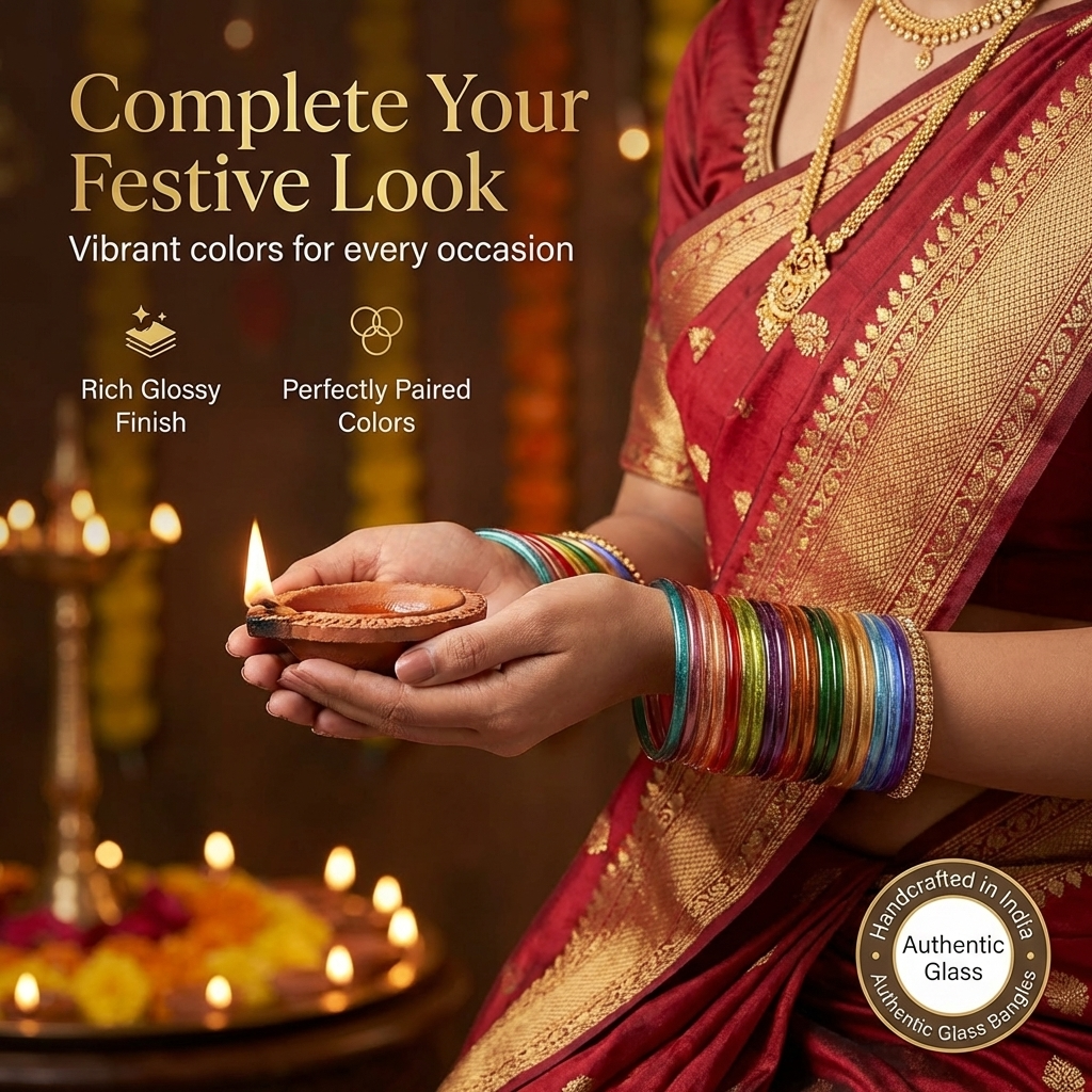 Premium Glass with Simple Or Attractive with Glossy Finished Kada Set For Women and Girls