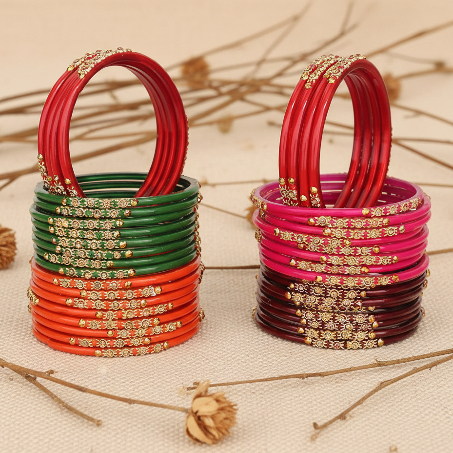 Glass Bangles 5 Multi-Colors Pack of 40 – Traditional Ethnic Wear