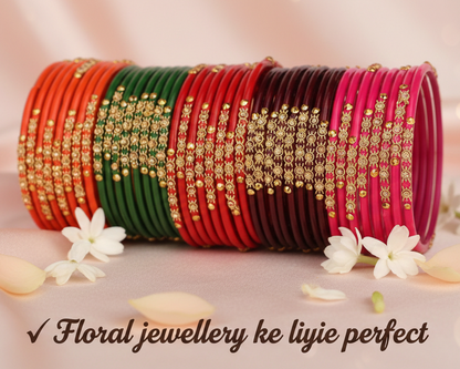 Glass Bangles 5 Multi-Colors Pack of 40 – Traditional Ethnic Wear