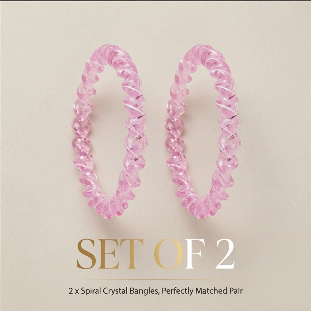 Pink Spiral Glass Bangles – Set of 2 Designer Twist Pattern