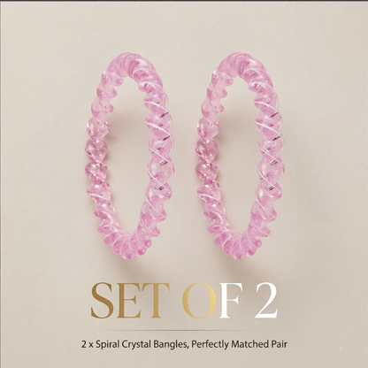 Pink Spiral Glass Bangles – Set of 2 Designer Twist Pattern