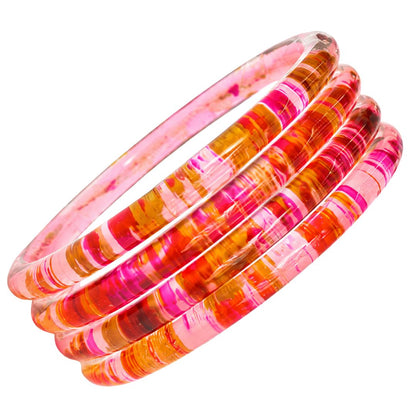 Trendy Glossy Glass Bangle Set For Women - Set Of 4