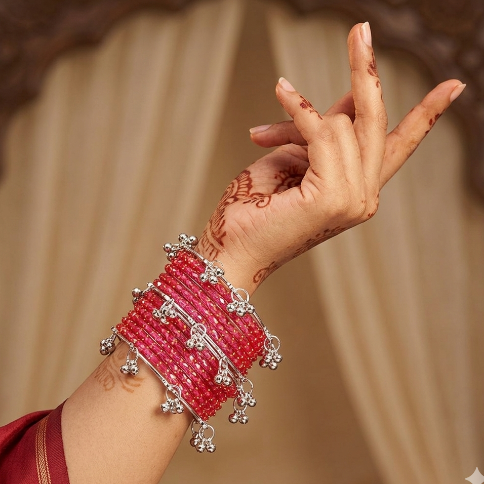 Trending Glass Bangle With Silver Ghunghroo Set For Women & Girls - Set Of 16