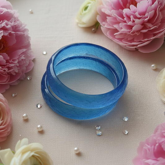 Sky Blue Opaque Glass with Diamond cut Daily Wear Finished Kada PO2