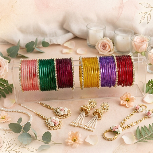 Jelly bangle Ethnic Multicolor Glass Bangles Set (56 Pieces)