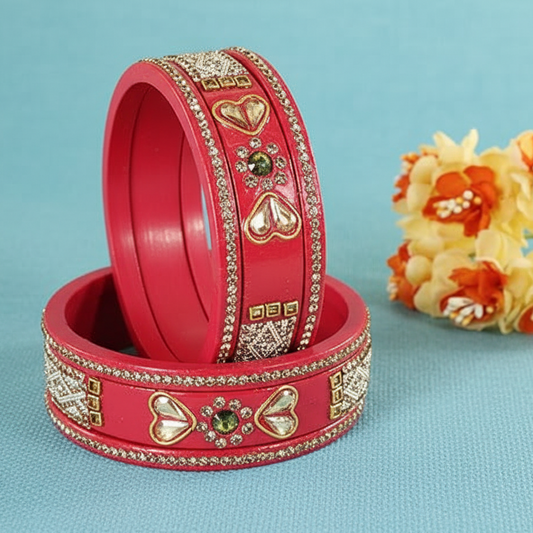 Luxury Bridal Gajri  Kundan Bangle Set with Zircon Diamonds (Set of 6)