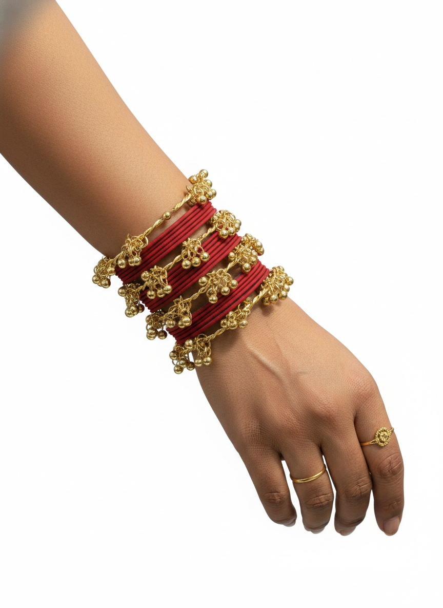 Trending Marron Metal with Ghungroo Festive Bangle- Pack of - 28