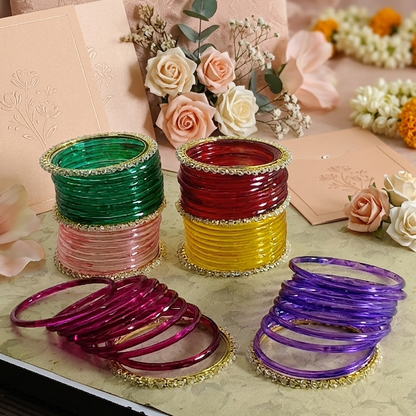 Jelly bangle Ethnic Multicolor Glass Bangles Set (56 Pieces)