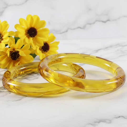 Translucent Yellow Glass Kada for Sangeet & Haldi-Set of 2