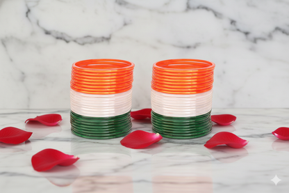 Glass Tiranga Bangle set for Women and Girls-Pack of Set-48