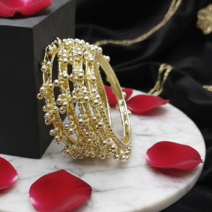 Highest selling Gold-Plated Ghungroo Jingle Bangles for Women ,VIRAL Indian Jewelry Set of 4