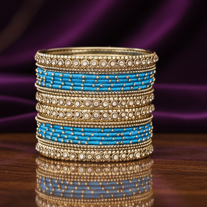 Non-Precious Metal Designer Bangles Festive Party Wear Pack of 20