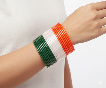 Glass Tiranga Bangle set for Women and Girls-Pack of Set-48