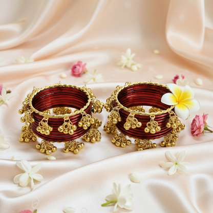 Maroon Glass Bangles Set -Pack of 20