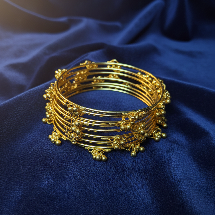 Set of 8 | Gold-Plated Ghungroo Jingle Bangles for Women | VIRAL Indian Jewelry