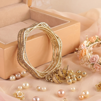 Traditional Gold Tone Kada Chudi | Stone Studded Designer Bangles