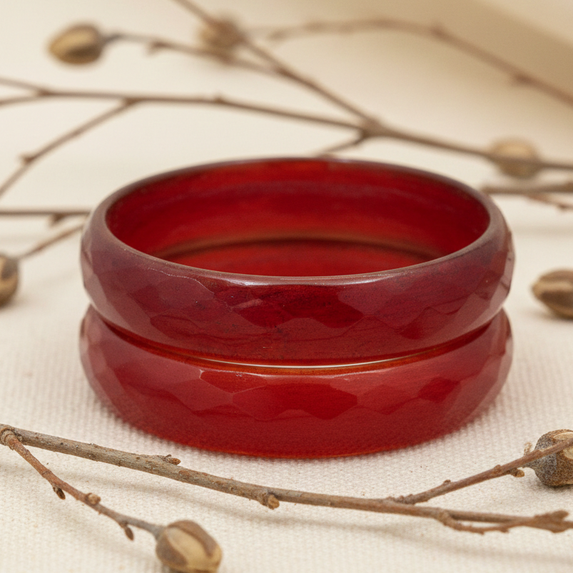 Red Opaque Glass with Diamond cut Daily Wear Finished Kada PO2