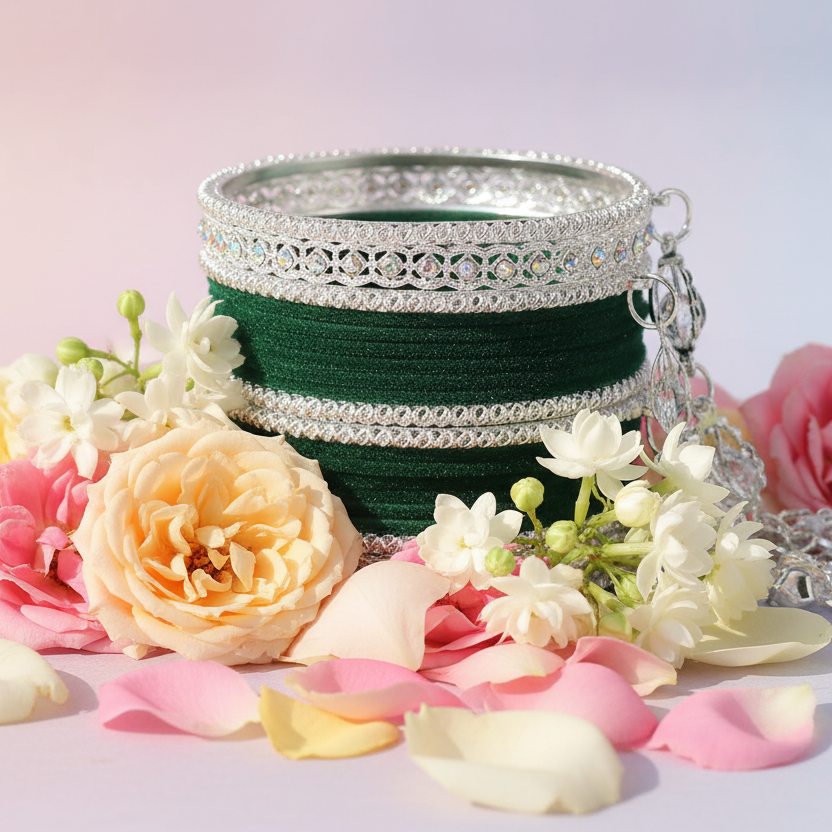 Elegant Velvet & Latkan Bangles – Festive Party Wear Collection -Pack of -40