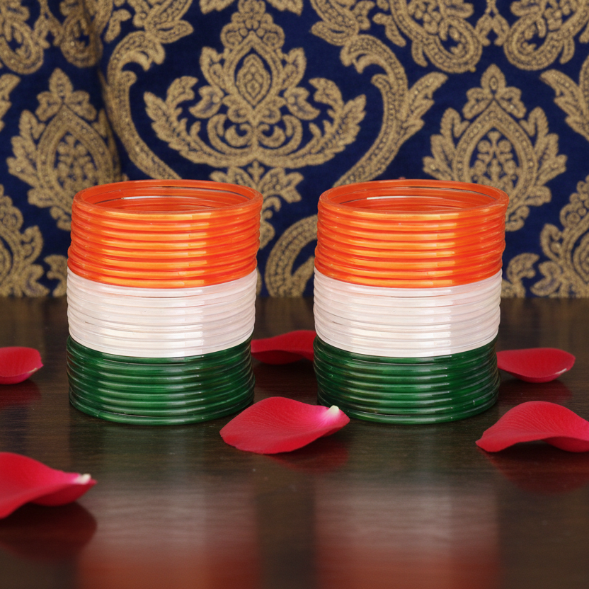 Glass Tiranga Bangle set for Women and Girls-Pack of Set-48