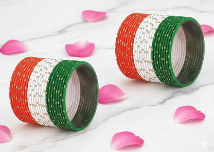 Patriotic Tiranga Metal Bangles for Festive & Ethnic Wear (Set of 48)