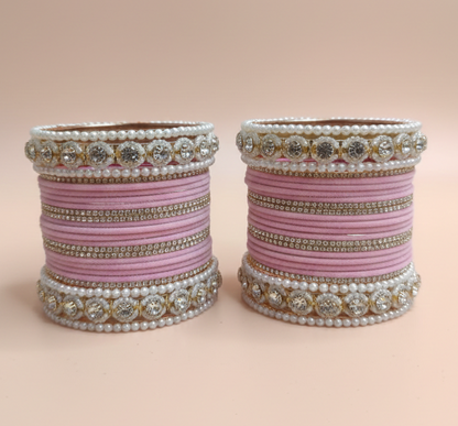 White Pearl Pink Bridal Wedding Bangle Pack of 48