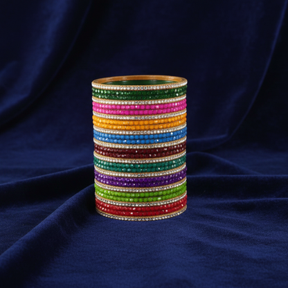 Luxury Multi-Color Crystal Kada Set | Festive Sparkle Series-Set of 56