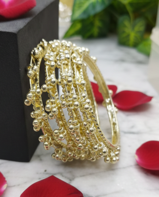 Highest selling Gold-Plated Ghungroo Jingle Bangles for Women ,VIRAL Indian Jewelry Set of 4