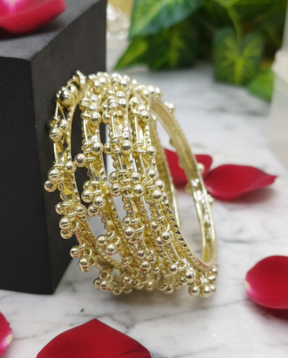 Highest selling Gold-Plated Ghungroo Jingle Bangles for Women ,VIRAL Indian Jewelry Set of 4