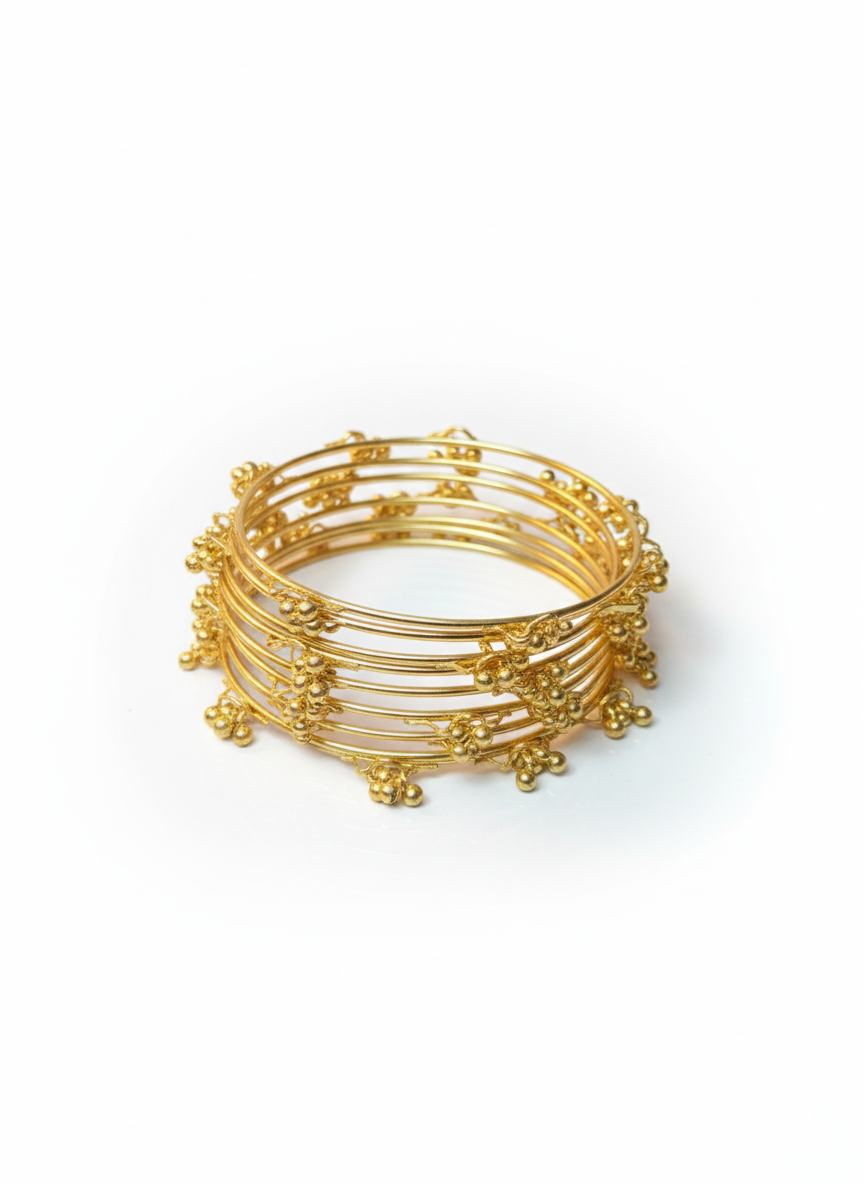 Set of 8 | Gold-Plated Ghungroo Jingle Bangles for Women | VIRAL Indian Jewelry