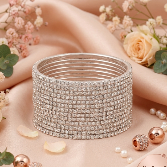 Zircon Bangles for Women | Elegant Daily Wear & Party Jewelry Set-Pack-12