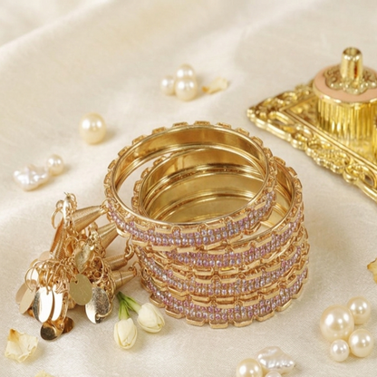 Royal Gold Latkan Bangles with Sparkling Stones