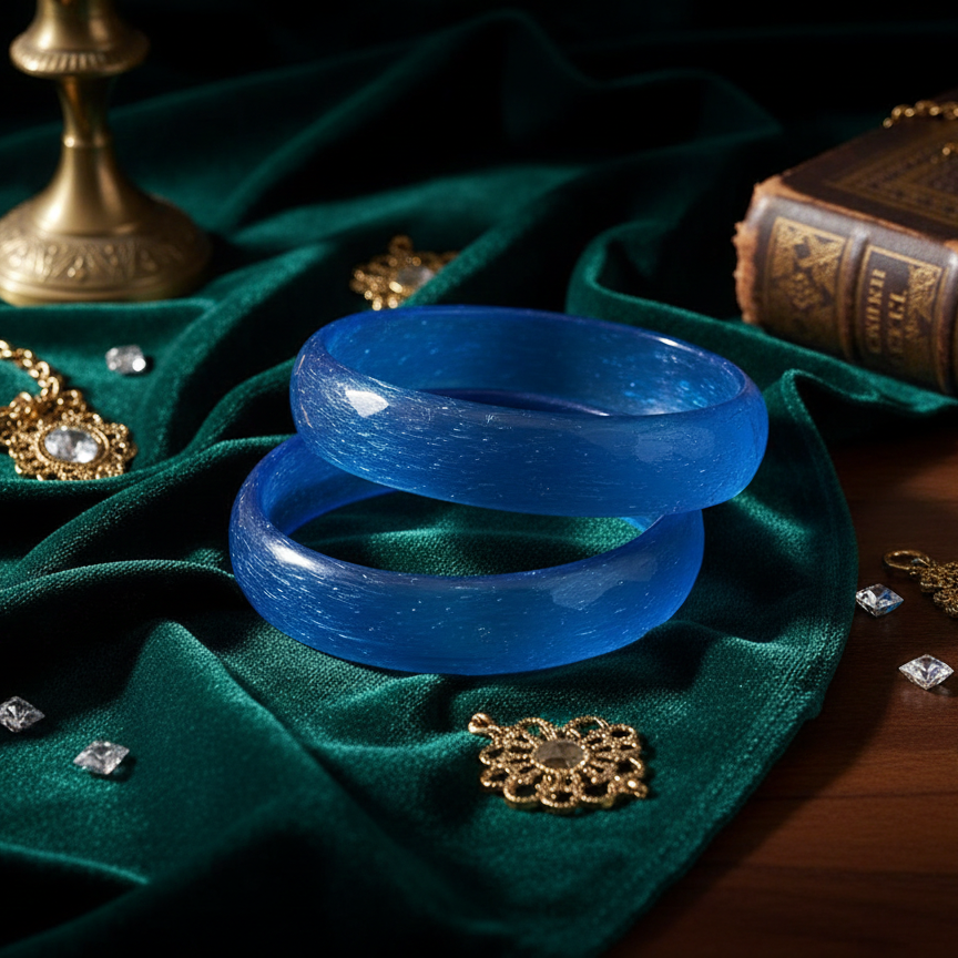 Sky Blue Opaque Glass with Diamond cut Daily Wear Finished Kada PO2