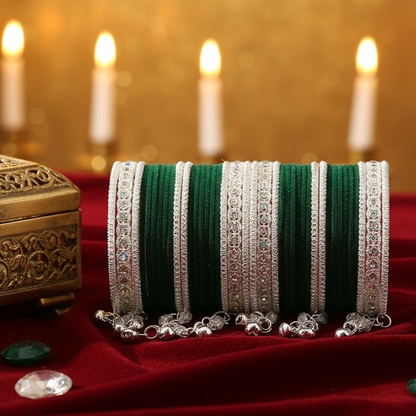 Elegant Velvet & Latkan Bangles – Festive Party Wear Collection -Pack of -40