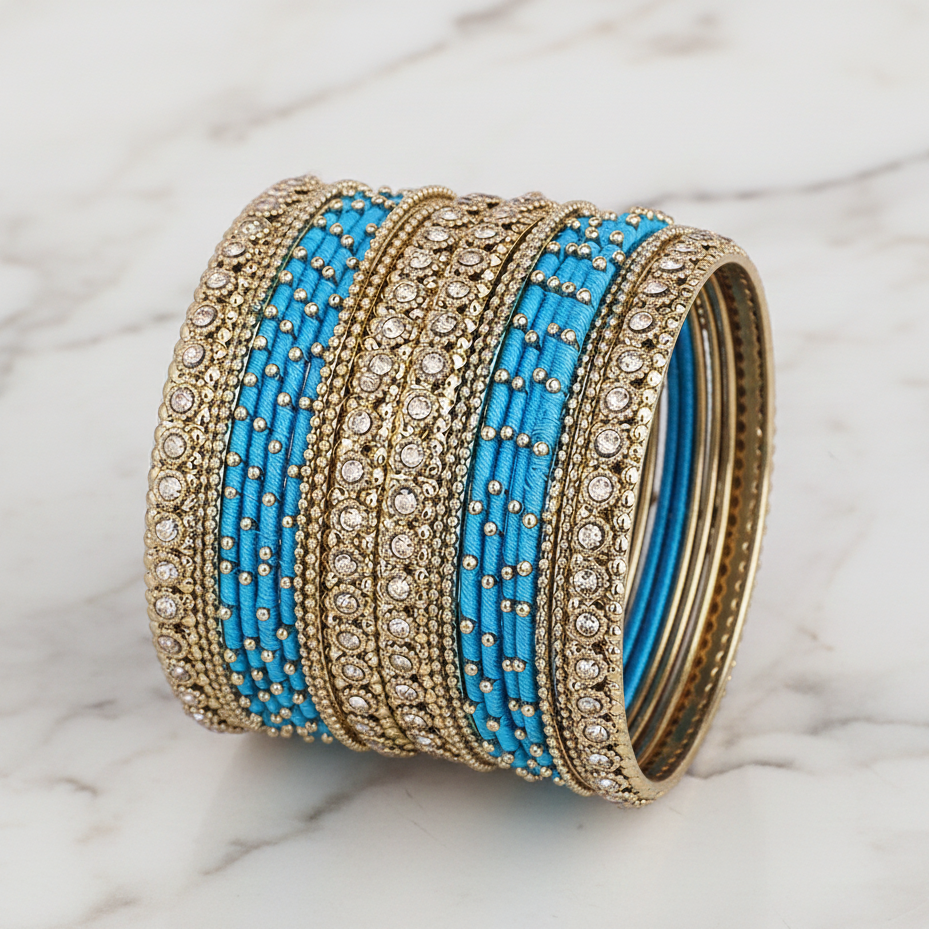 Non-Precious Metal Designer Bangles Festive Party Wear Pack of 20