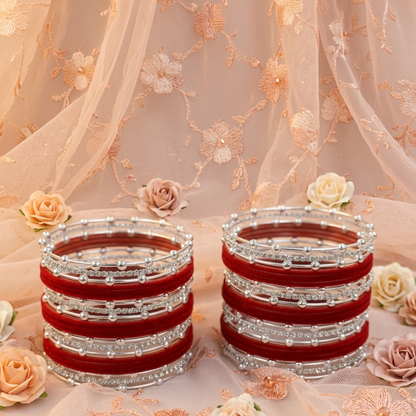 Premium Red Velvet Zircon Bangle Set-42