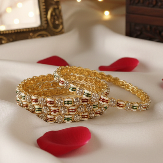 Traditional Rajwadi Girl's Bangles Kangan | Fancy Women's Fashion Jewellery | Perfect for Wedding, Party, Festive- Set of 4