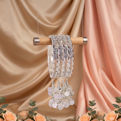 Silver-Plated Multicolor Stone Studded  Bridal Bangles - Set Of 4
