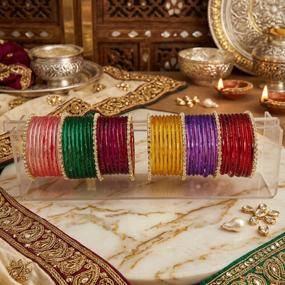 Jelly bangle Ethnic Multicolor Glass Bangles Set (56 Pieces)