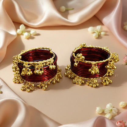 Maroon Glass Bangles Set -Pack of 20