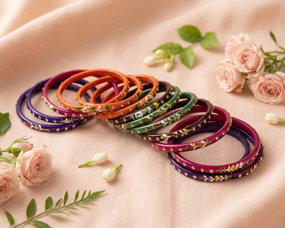 Handcrafted multicolor set Glass Bangles pack of 48