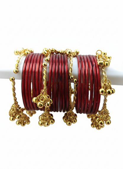 Maroon Glass Bangles Set -Pack of 20