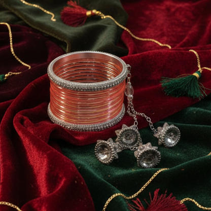 Fancy Designer Glass with Latkan Kada Set Of  20